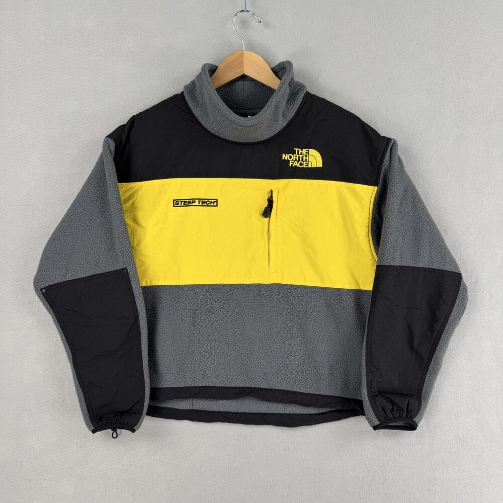 The North Face Steep Tech Jacket Womens Medium Gray Yellow Fleece Pullover Ski